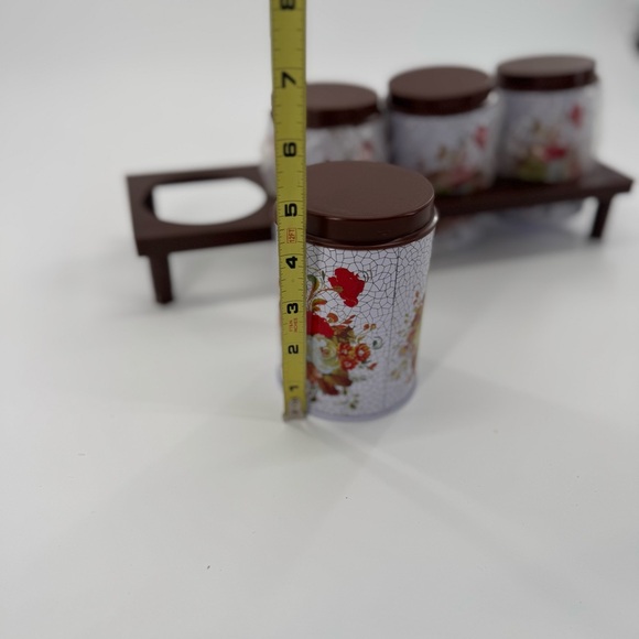 Vintage Floral Tin Canisters Retro Spice‎ Jars Set Of 4 Kitchen MCM Decor New - Picture 6 of 6